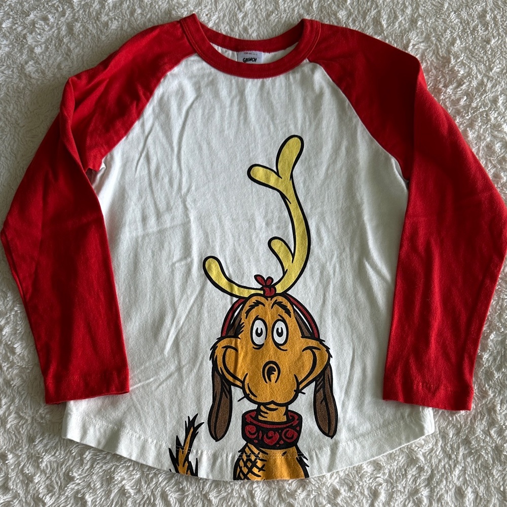 Hanna Andersson girls size 8 Max from Grinch print red raglan sleeve shirt